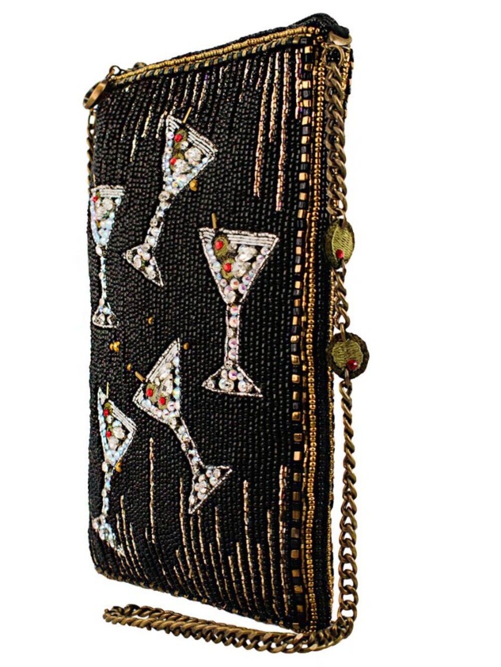Mary Frances Sip Happens Black and Diamond Beaded Martini Crossbody - Picture 3 of 6
